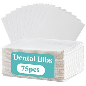 75pcs Dental Bibs Disposable - Disposable Dental Bibs Dentist Tattoo Bibs White Dental Bibs for Nails Patient Bibs White Towels Tattoo Table Covers Dental Pads Mats Paper Sheets Lash Supplies