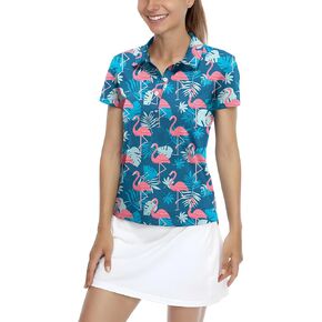 Womens Golf Polo Shirt Printed Moisture Wicking Quick Dry Womens Golf Tennis Polo Shirts Short Sleeve
