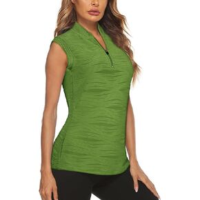 LURANEE Women's Sleeveless Golf Shirt Zip Up Tennis Quick Dry Workout Polo Tank Tops for Women