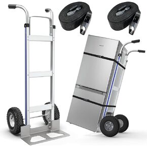 Aluminum Collapsible Hand Truck,Lightweight Luggage Dolly Cart Foldable with 2 Wheels, Portable for Shopping, Groceries