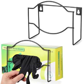 2 Pcs Glove Box Dispenser Glove Box Holder Metal Glove Box Holder Wall Mount Disposable Glove Dispenser Rubber Gloves Facial Tissue Holder for Food Service,Healthcare,Hospital,Lab(Black)