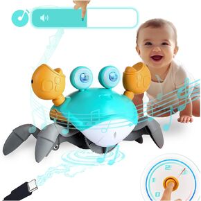 لعبة TFS Top·Fans Crawling Crab Toy 2.0: 2024 Baby Boy Tummy Time أساسيات النشاط المشي Crawly Crabby Volumn والتحكم في السرعة كتم الصوت قابلة لإعادة الشحن - الرقص الكهربائي لعيد الميلاد من مونتيسوري الهدايا الحسية