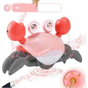 TFS Top·Fans Crawling Crab Toy 2.0: 2024 Baby Boy Tummy Time Activity Essentials Walking Crawly Crabby Volumn&Speed Control Mute Rechargeable - Dancing Electric Birthday Montessori Sensory Gifts