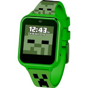 Accutime Minecraft Kids Green Educational Learning Touchscreen Smart Watch Toy for Girls, Boys, Toddlers - Selfie Cam, Learning Games, Alarm, Calculator, Pedometer & More (Model: MIN4130AZ)