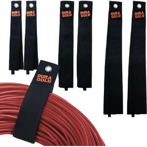 Dura-Gold Heavy Duty Extension Cord Organizer Strap Wraps, 6 Pack of Assorted Lengths - Storage Strap Holder for Cords, Hoses, Rope, Cables, Tools - Wall Hanger, Garage Organization Indoors & Outdoors
