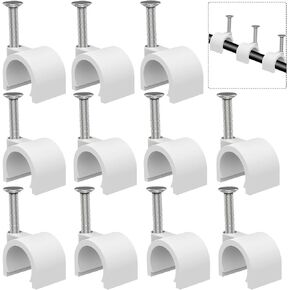 Cable Clips 10mm Nail in Cable Clips 100 Pcs Cable Wire Clips Cable Tacks Coax Cable Clips Speaker Wire Clips Cable Nails for Cords Cable Clamps Ethernet Cable Clips RG6 RG59 CAT6 RJ45 Wall Wire Clips