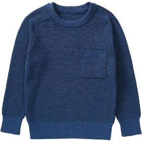 Toddler Boy Knit Sweater Crewneck Solid Color Pullover Tops Knitted Jumper Warm Winter Clothes