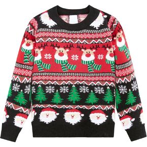 Kids Ugly Christmas Sweater Boys Girls Funny Xmas Knitted Pullover Holiday Party Sweatshirt 3-12 Years