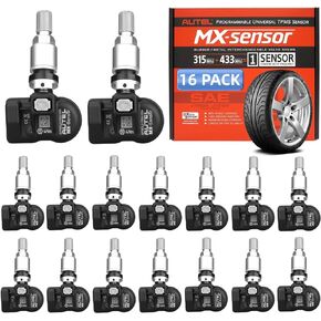 Autel TPMS Sensors, Autel MX Sensor, 2in1 315Mhz+433Mhz Tire Sensors, Sensor Programmable,Same as OE Sensor (Metal Valves,Pack of 16 Sensor) Tire Pressure Sensors Work with TS401 TS408 TS501 TS508