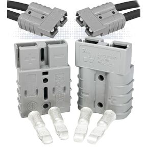 Anderson SB50 Connector Kit, 50 Amps, 36V Gray Housing, w/ 8 AWG, 6319 (Pair)