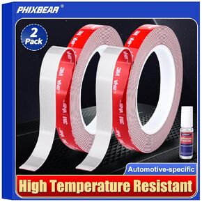 Super Strong Adhesive Tape, Made of 3M VHB, Automotive Double Sided Tape,Heavy Duty Mounting Molding Tape fits Car Trim, 2 Pack 0.6Inx15Ft