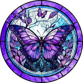5D Butterfly Diamond Painting Kits for Adults-Stained Glass Butterfly Diamond Art Kits for Adults, Butterfly Gem Art Kits for Adults for Gift Home Wall Decor(14x14inch)