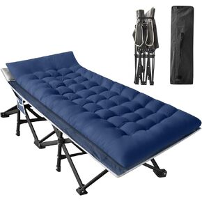 Suteck Camping Cot, 32In XXL Folding Camping Cot Heavy Duty Sleeping Bed for Adults 1200D Double Layer Oxford Cots for Camping W/Pilllow Mattress Carry Bag for Home Office Travel