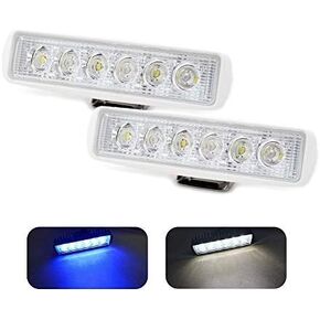 Dual Color Marine LED Spreader Flood Deck Light for Boat White Housing (Pack of 2) DC 9~32V with 316L Stainless Steel Bracket
