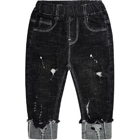 Little Kid Jeans, Baby Boys Girls Elastic Waist Ripped Denim Pants