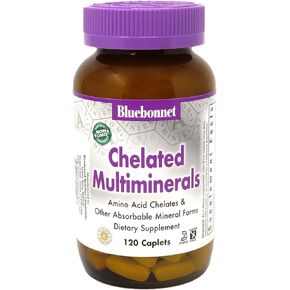 Bluebonnet Nutrition High Potency Chelated Multiminerals, Albion Chelated Minerals, Soy-Free, Gluten-Free, Non-GMO, Kosher Certified, Dairy-Free, 120 Caplets, 40 Servings