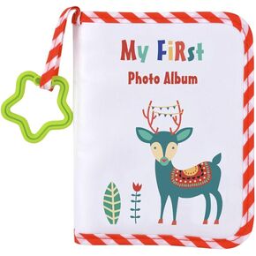 Baby Photo Album Baby Memory Book, Soft Cloth Photo Book First Year Memory Album Shower Gift for Newborn Toddler & Kids, Holds 4x6 Inch Photos (Elk)