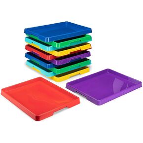 Storex Large Craft & Activity Tray – Plastic Arts and Crafts Organzier for Paint, Beads and Slime, Assorted Primary Colors, 12-Pack (00457E12C)