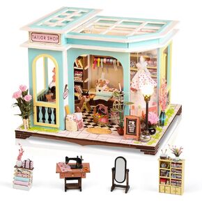 DIY Miniature House Kit,Pet Shop with Mini Dog Cat Food & Plants & LED,Tiny Dollhouse for Adults Teens to Build,Wooden House Making Kit,Christmas Home Decor Birthday Gifts for Family and Friends