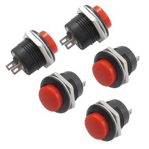 uxcell A12081400ux0336 5 x Momentary SPST NO Red Round Cap Push Button Switch, AC 6 Amp/125V, 3 Amp/250V