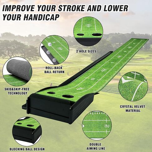 PGM Putting Green Putting Matt for Indoors Golf Putting Mat - Practice Putting Green Indoor with Automatic Ball Return - Mini Golf Game for Home and Office Golf Gifts Golf Accessories for Men in Saudi Arabia