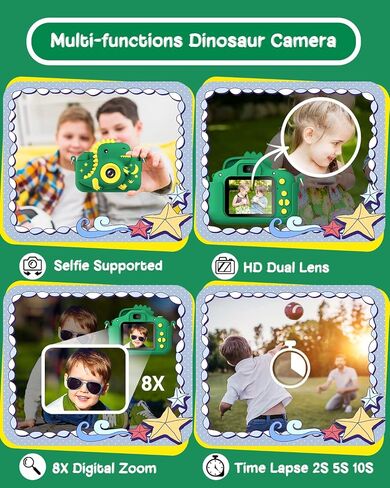 Kids Camera, Toddler Digital Camera for Ages 3-12 Boys Girls Childrens, Christmas Birthday Gifts, Selfie 1080P HD Video Camera for 3 4 5 6 7 8 9 Years Old Boys Girls Toys Gifts in Saudi Arabia