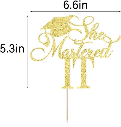 she mastered it cake topper 2024 High school university postgraduate graduation theme party Cake Decorations Boys and girls Graduation in 2024 Cake decorations Happy graduation cake Topper in Kuwait