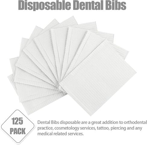125 Pcs Dental Bibs Disposable for Patient, 13"x18", 3 Ply Waterproof Piercing Tattoo Paper Napkin Tissue Bib for Dental Clinic, Tattoo Station and Salon in Saudi Arabia