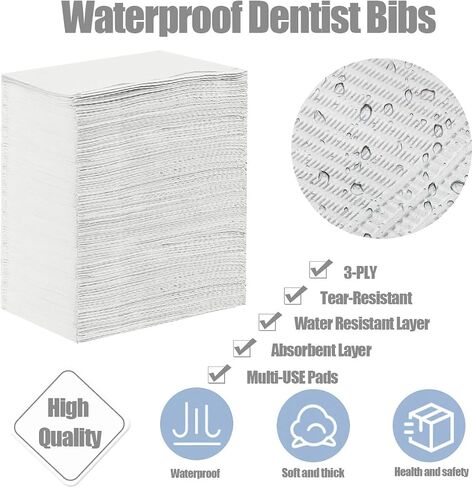 125 Pcs Dental Bibs Disposable for Patient, 13"x18", 3 Ply Waterproof Piercing Tattoo Paper Napkin Tissue Bib for Dental Clinic, Tattoo Station and Salon in Saudi Arabia