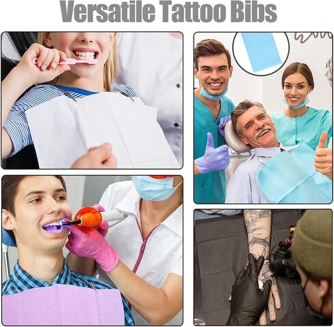 125 Pcs Dental Bibs Disposable for Patient, 13"x18", 3 Ply Waterproof Piercing Tattoo Paper Napkin Tissue Bib for Dental Clinic, Tattoo Station and Salon in Saudi Arabia