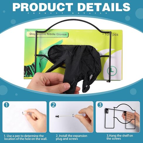 2 Pcs Glove Box Dispenser Glove Box Holder Metal Glove Box Holder Wall Mount Disposable Glove Dispenser Rubber Gloves Facial Tissue Holder for Food Service,Healthcare,Hospital,Lab(Black) in Saudi Arabia