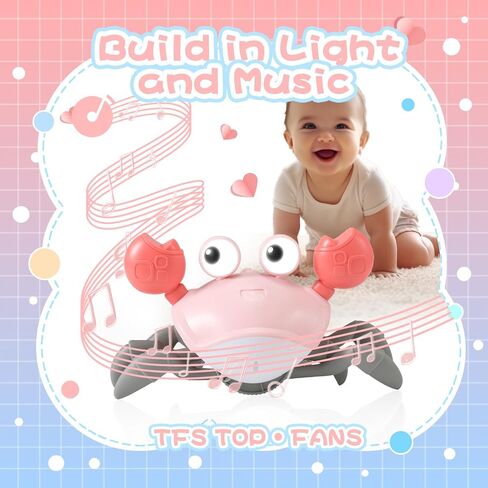 TFS Top·Fans Crawling Crab Toy 2.0: 2024 Baby Boy Tummy Time Activity Essentials Walking Crawly Crabby Volumn&Speed Control Mute Rechargeable - Dancing Electric Birthday Montessori Sensory Gifts in Saudi Arabia