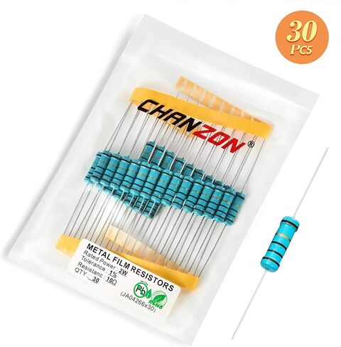 Chanzon 30 قطعة 2 واط 10 أوم معدن مقاوم ثابت 0.01 ± 1% التسامح 10R MF من خلال ثقب المقاومات الحد الحالي Rohs معتمد in Kuwait