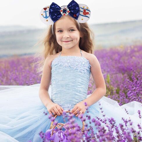 RAZKO Sparkle Birthday Girl Minnie Ears Headband, Glitter Mouse Ears Headband with Bow for Birthday Party, Princess Decoration Cosplay Costume for Girls Women (Birthday Girl-B) in Saudi Arabia