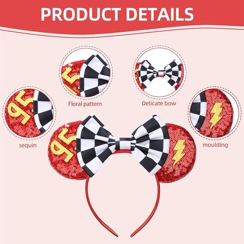 RAZKO Sparkle Birthday Girl Minnie Ears Headband, Glitter Mouse Ears Headband with Bow for Birthday Party, Princess Decoration Cosplay Costume for Girls Women (Birthday Girl-B) in Saudi Arabia
