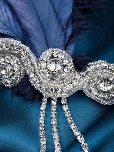 1920s Flapper Feather Headband Vintage Pearls Feather Lace Headpiece for Roaring 20s Gatsby Party Masquerade in Saudi Arabia