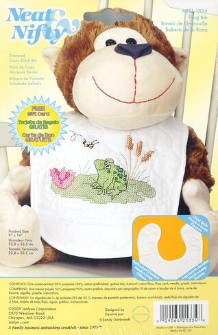 Janlynn Stamped Cross Stitch Kit, Baby Bib Frog in Saudi Arabia