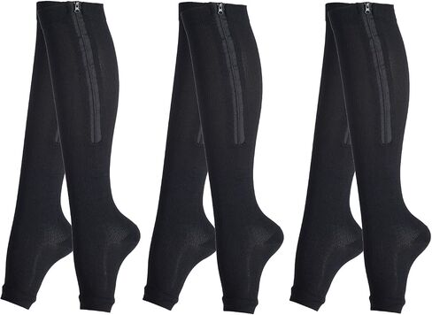 LEOSTEP Zipper Compression Socks Toeless, Long Open Toe Pressure Knee High Stocking Support for Legs and Muscle in Saudi Arabia