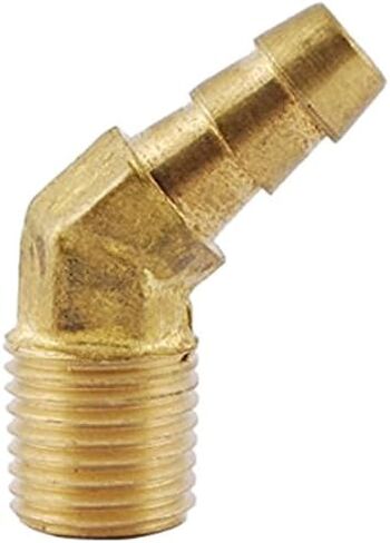 140-5B 5/16" ID 1/4" NPT Male Barbed Hose/Tubing Fitting 45 Degree Elbow Connector, Brass (Pack of 10) in Saudi Arabia