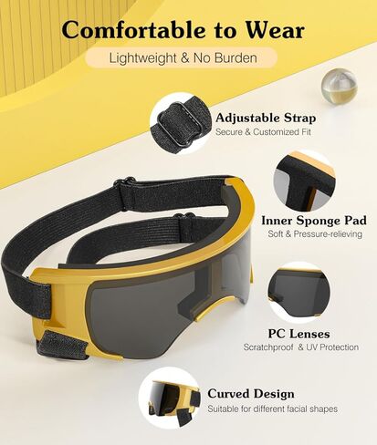 نظارات للكلاب الصغيرة، نظارات شمسية للحماية من الأشعة فوق البنفسجية مع حزام قابل للتعديل، نظارات شمسية مضادة للرياح والغبار ومضادة للضباب لحماية عين الكلاب للكلاب الصغيرة أثناء القيادة في الهواء الطلق، أسود وذهبي in Kuwait