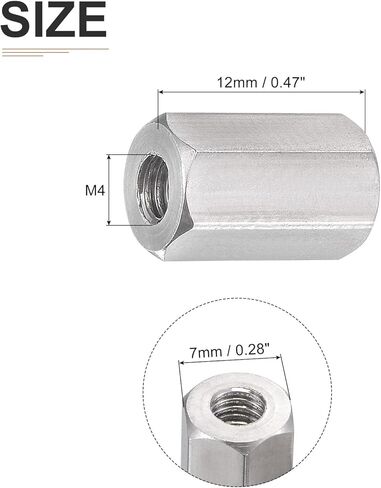M8x1.25mmx30mm(DxPxH) Hex Coupling Nuts - 5Pack - Good for Home Garage Repairs - 304 Stainless Steel Polishing Rod Coupling Nuts - Silver Tone in Kuwait