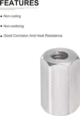 M8x1.25mmx30mm(DxPxH) Hex Coupling Nuts - 5Pack - Good for Home Garage Repairs - 304 Stainless Steel Polishing Rod Coupling Nuts - Silver Tone in Kuwait