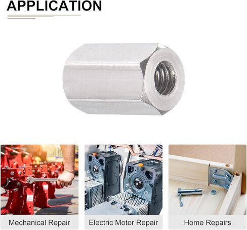 M8x1.25mmx30mm(DxPxH) Hex Coupling Nuts - 5Pack - Good for Home Garage Repairs - 304 Stainless Steel Polishing Rod Coupling Nuts - Silver Tone in Kuwait