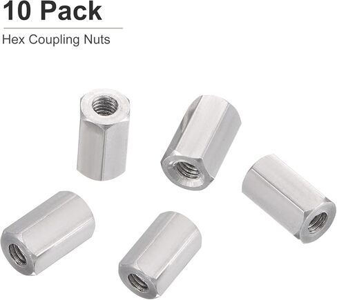 M8x1.25mmx30mm(DxPxH) Hex Coupling Nuts - 5Pack - Good for Home Garage Repairs - 304 Stainless Steel Polishing Rod Coupling Nuts - Silver Tone in Kuwait