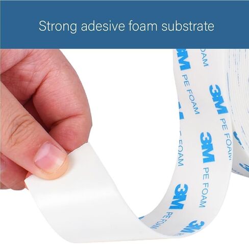 3M 1600T Double Sided Adhesive Tape for Indoor and Outdoor Use, Waterproof, Mounting Tape for Heavy Objects, PE Foam, Object Fixing, Paintings, Permanent Applications (0.75'' x 9.84') in Saudi Arabia
