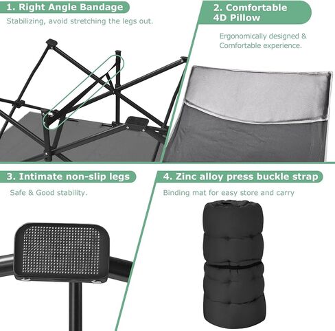 سرير تخييم Suteck، سرير تخييم قابل للطي مقاس 32 بوصة XXL، سرير نوم شديد التحمل للبالغين، سرير أكسفورد بطبقة مزدوجة 1200D للتخييم مع حقيبة حمل مرتبة وسادة للسفر في المنزل والمكتب in Kuwait