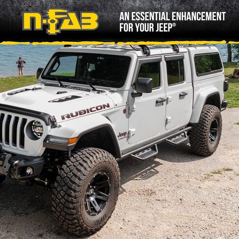 خطوات N-Fab Nerf لسيارة Jeep Gladiator JT | من العجلة إلى العجلة، فولاذ شديد التحمل، ظهر لامع | J1980T-GB | يناسب 2020-2024 Jeep Gladiator JT 4 أبواب جميع الأسرّة، غاز SRW in Saudi Arabia