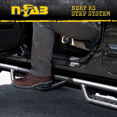 خطوات N-Fab Nerf لسيارة Jeep Gladiator JT | من العجلة إلى العجلة، فولاذ شديد التحمل، ظهر لامع | J1980T-GB | يناسب 2020-2024 Jeep Gladiator JT 4 أبواب جميع الأسرّة، غاز SRW in Saudi Arabia