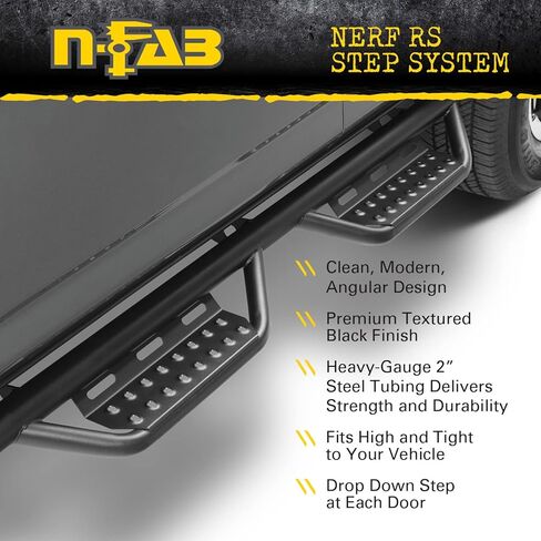 خطوات N-Fab Nerf لسيارة Jeep Gladiator JT | من العجلة إلى العجلة، فولاذ شديد التحمل، ظهر لامع | J1980T-GB | يناسب 2020-2024 Jeep Gladiator JT 4 أبواب جميع الأسرّة، غاز SRW in Saudi Arabia