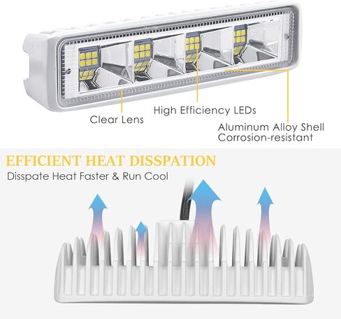 أضواء القارب LED شريط الضوء البحري T-Top الموزعة ضوء بار الأبيض الفيضانات الحزم سطح القارب أضواء قفص الاتهام IP67 مقاوم للماء 12 فولت 18 واط لشاحنة قارب عائم SUV على الطرق الوعرة ملحقات الصيد الليلية in Kuwait